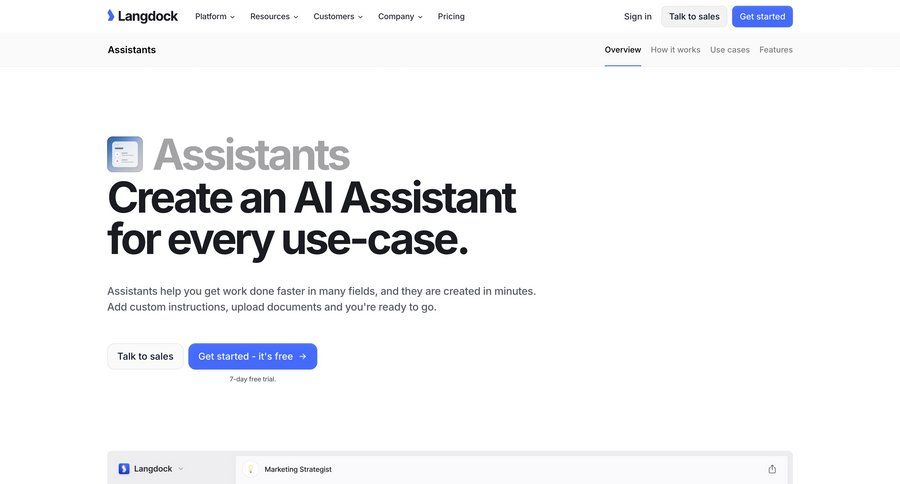 Langdock
			product page feature demo features ui page example