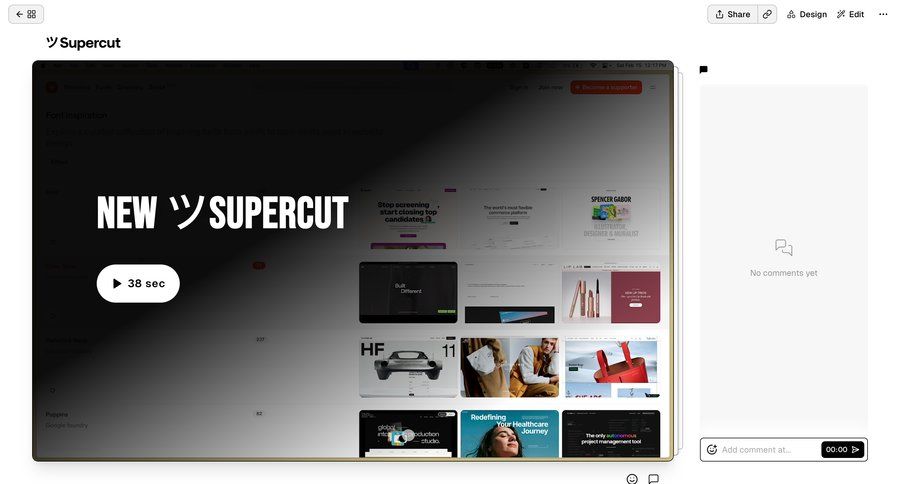 Supercut
			 grid design content discovery video player full screen modal typography global search ui page example