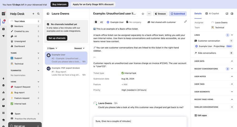 Intercom
			 sidebar navigation expandable sections user data dropdown filters sidebar chat menu modern accordion customer support chat connect service contextual help ui page example