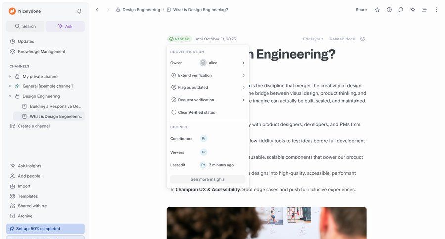 Slite
			detail page team article popover documentation collaboration user management knowledge base knowledge management menu documentation ui page example
