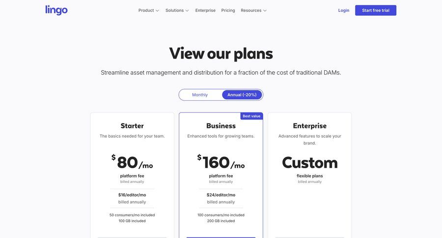 Lingo
				plans & pricing ui page example