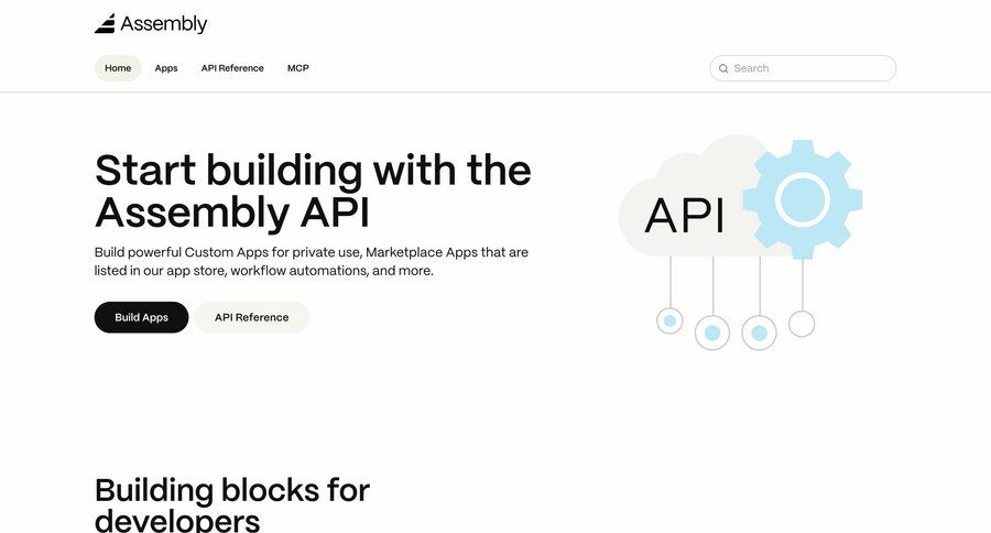 Assembly AI App Builder
			 workflow automation api integration developer portal ui page example