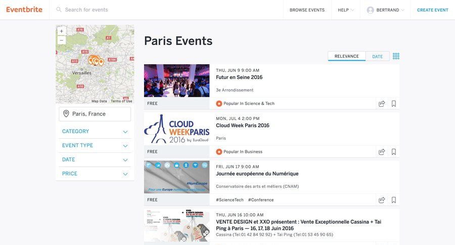 Eventbrite
				list page example