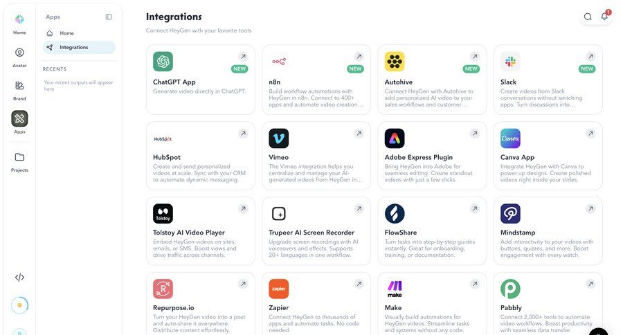 HeyGen
			 workflow automation ui page example