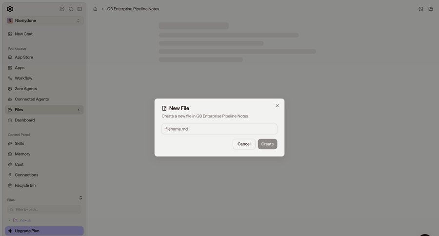Zaro
			 file management knowledge base document creation ui page example