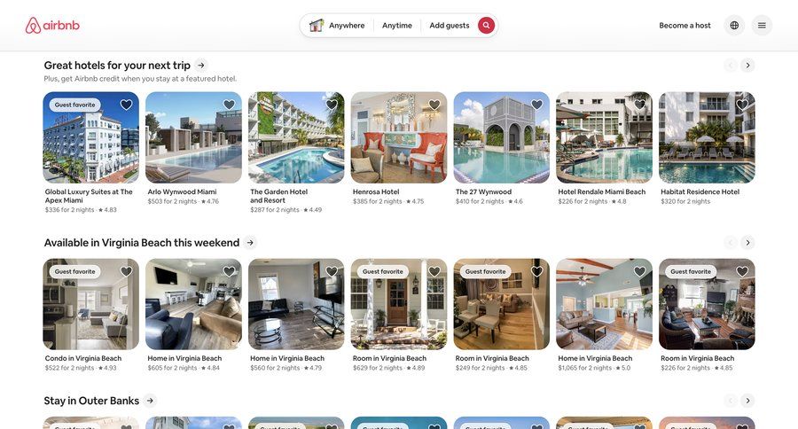 Airbnb
				home ui page example