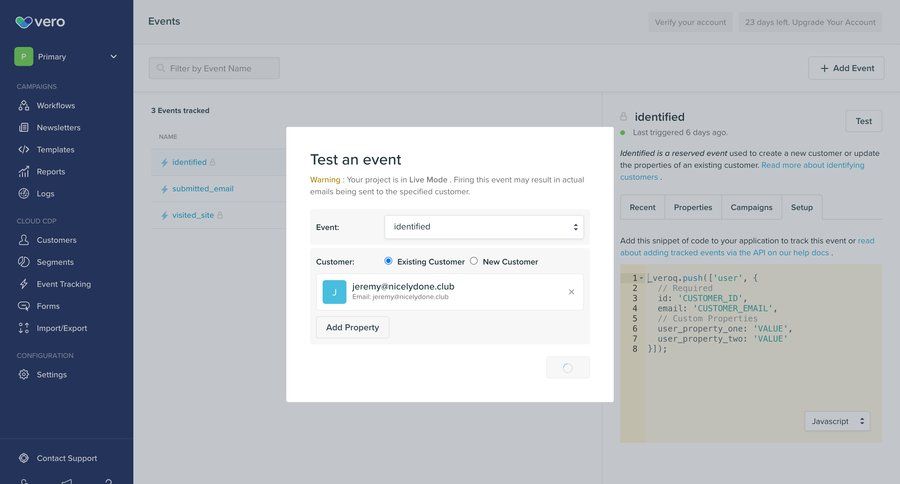Vero
			settings modal & popover events sidebar navigation form upgrade modal sidebar code snippet ui page example