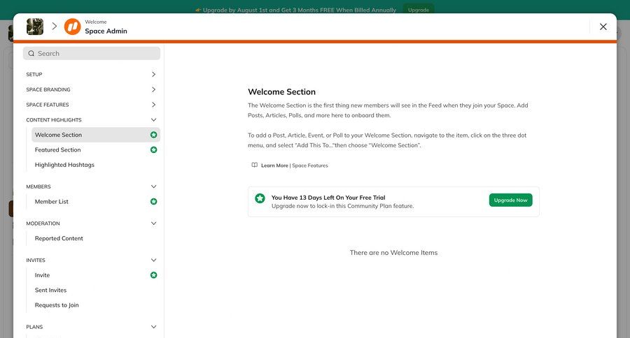 Mighty
			 content management configuration settings sidebar navigation onboarding documentation configuration screen ui page example