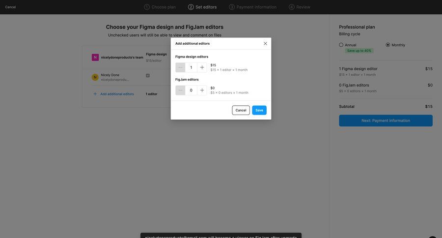 Figma
				upgrade your account page example