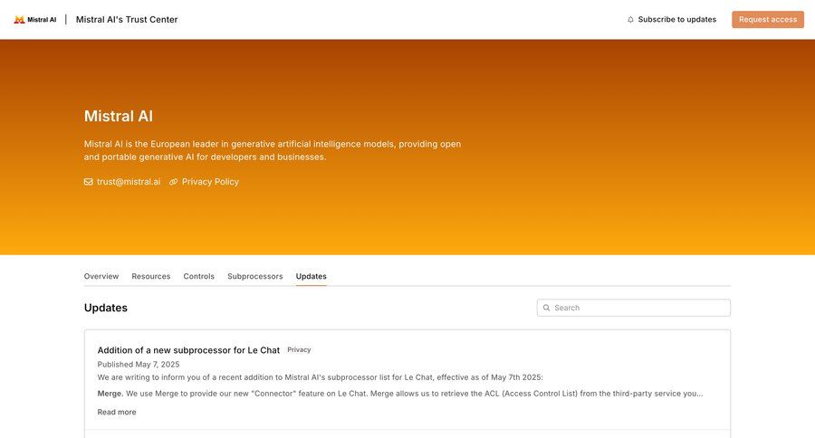 Mistral
				changelog ui page example