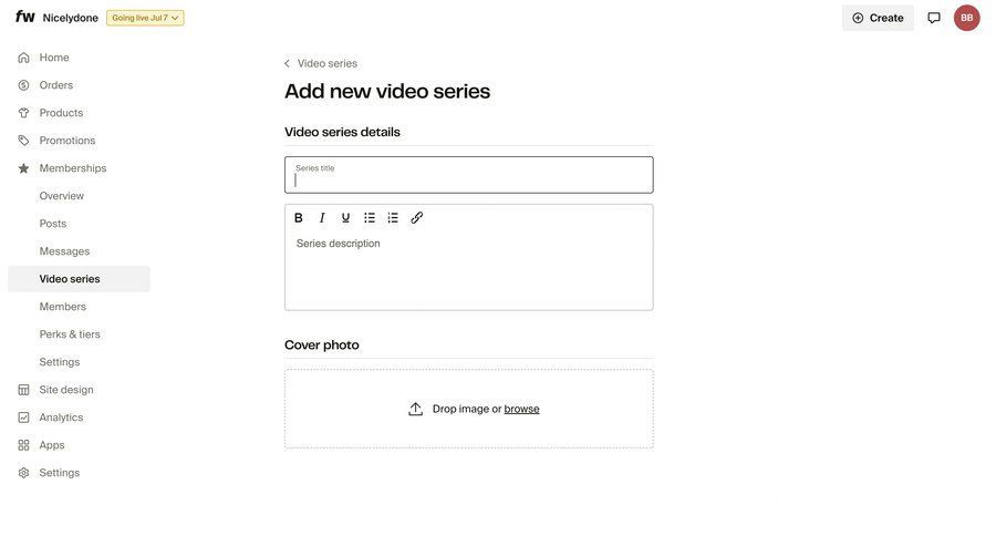 Fourthwall
			 content management form file upload form layout sidebar create upload file ui page example