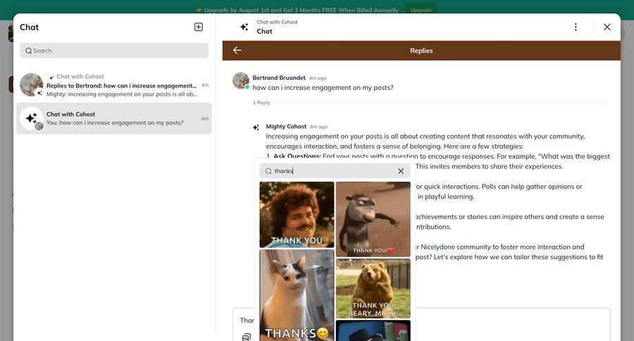 Mighty
			 hierarchical navigation communication chat suggestion ui page example