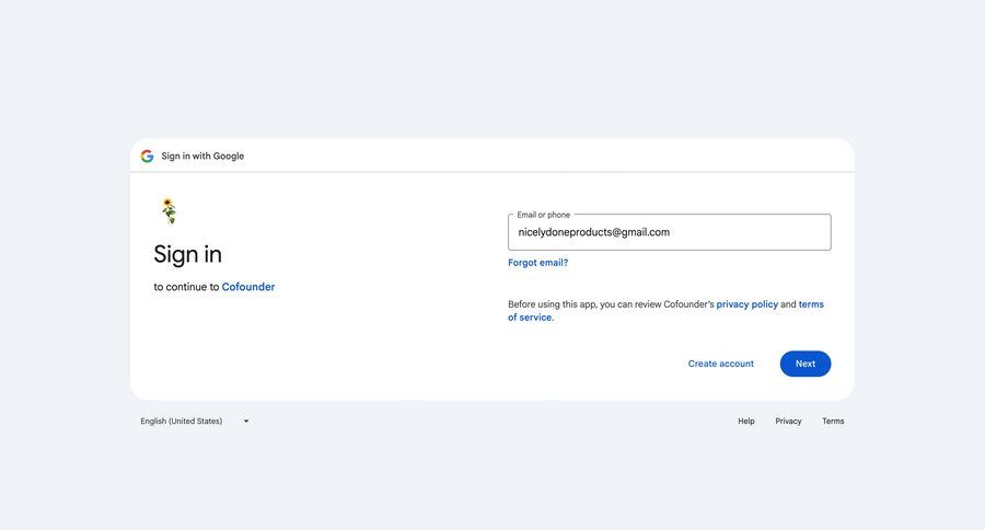 Cofounder
				signin ui page example