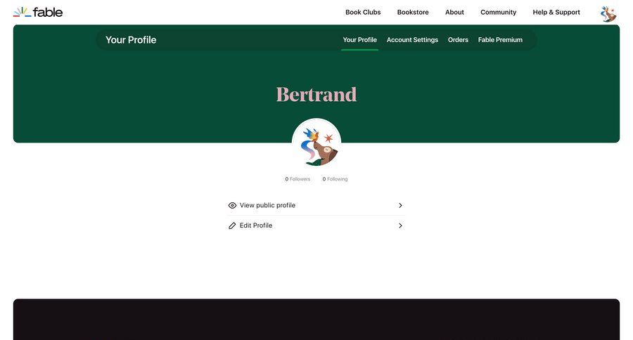 Fable
				profile page example
