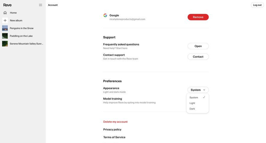 Reve
			 account settings integration management user profile preferences ui page example
