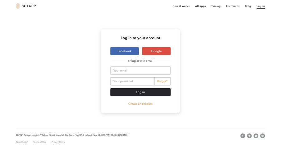 Setapp
				signin page example