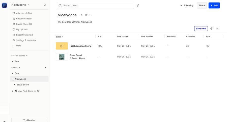 Air
			 collaboration team collaboration sidebar navigation file management file organization file list screen data display content hierarchy sidebar table ui page example