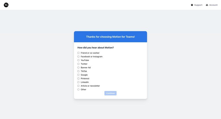Motion
				onboarding page example