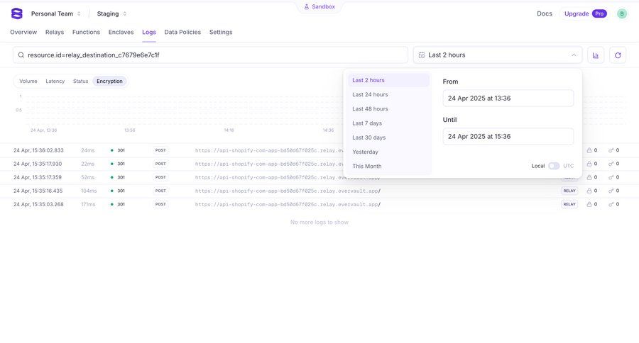 Evervault
			 grid modal dialog data analysis lists menu monitoring table date filter search bar version control controls ui page example