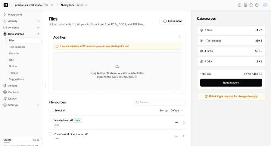 Chatbase
			 file management ui page example