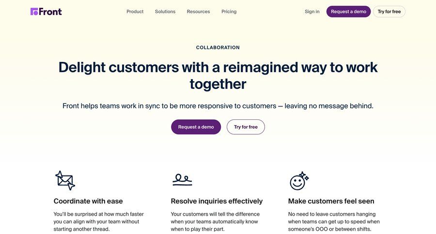 Front
			 bulk move call to action features testimonials case studies customer stories comment mode ui page example
