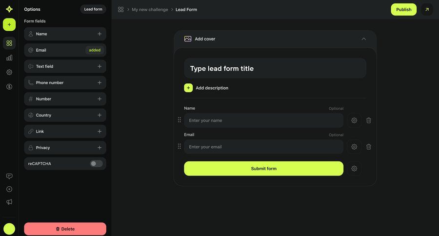 Meiro
			 form real-time preview drag and drop form building sidebar ui page example