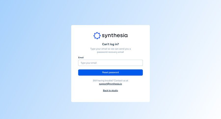 Synthesia
				password reset page example