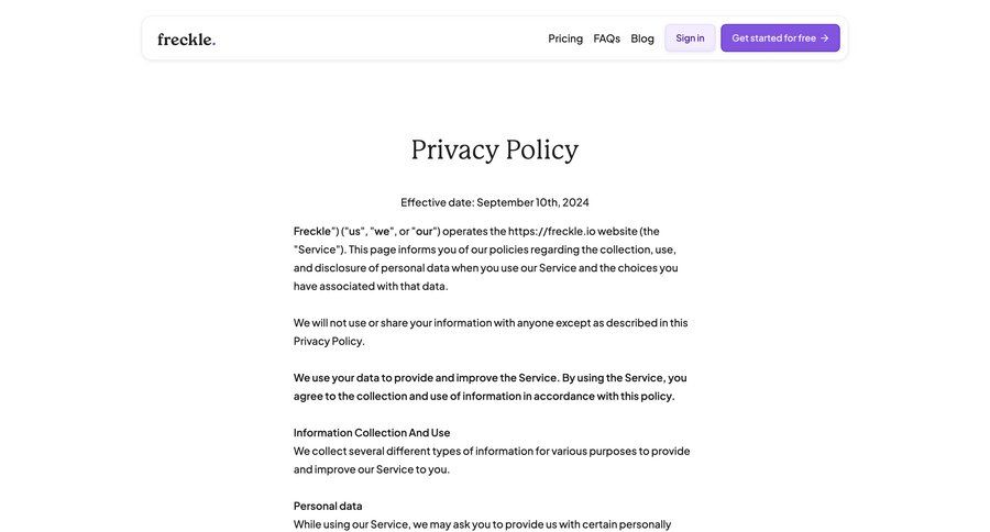 Freckle
				legal ui page example