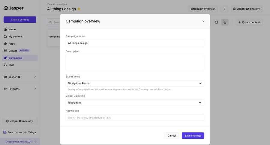 Jasper
			 form save changes campaign management create campaign creation ui page example