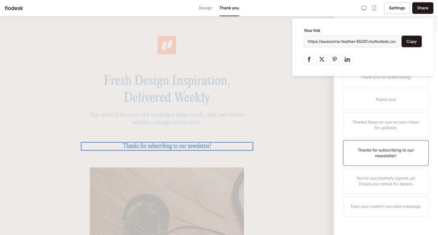 Flodesk
			 modal screen share modal content sharing new sharing ui page example