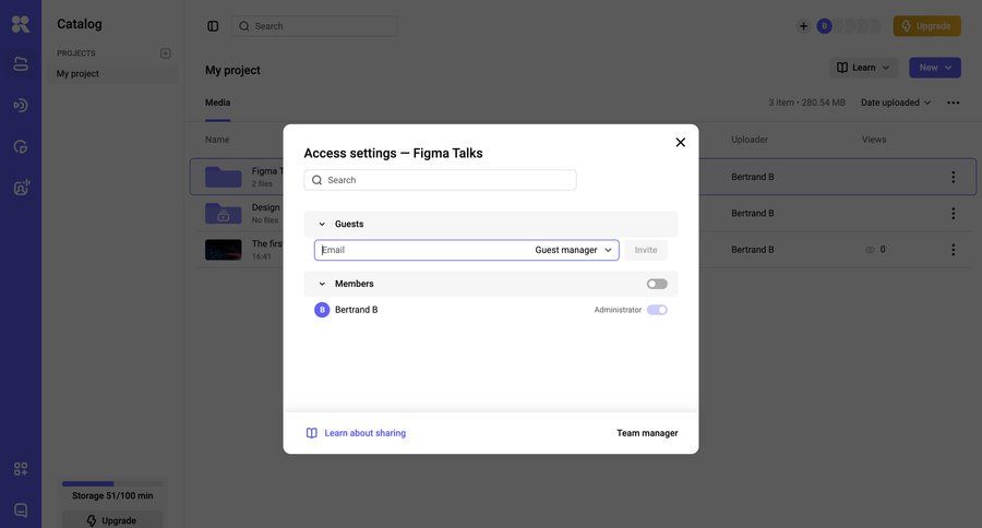 Kinescope
				settings ui page example