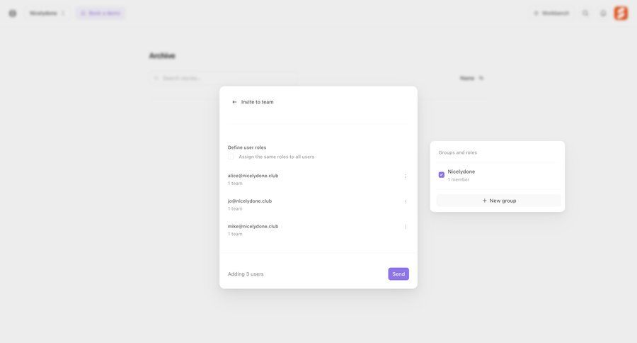 Tines
			 team collaboration user management form access control user access control user data user invitation user role radio group menu collaborators group members ui page example