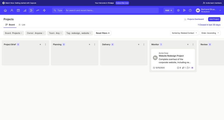 Capsule
			 task management dashboard project management kanban board project creation dropdown filters menu monitoring project dashboard ui page example