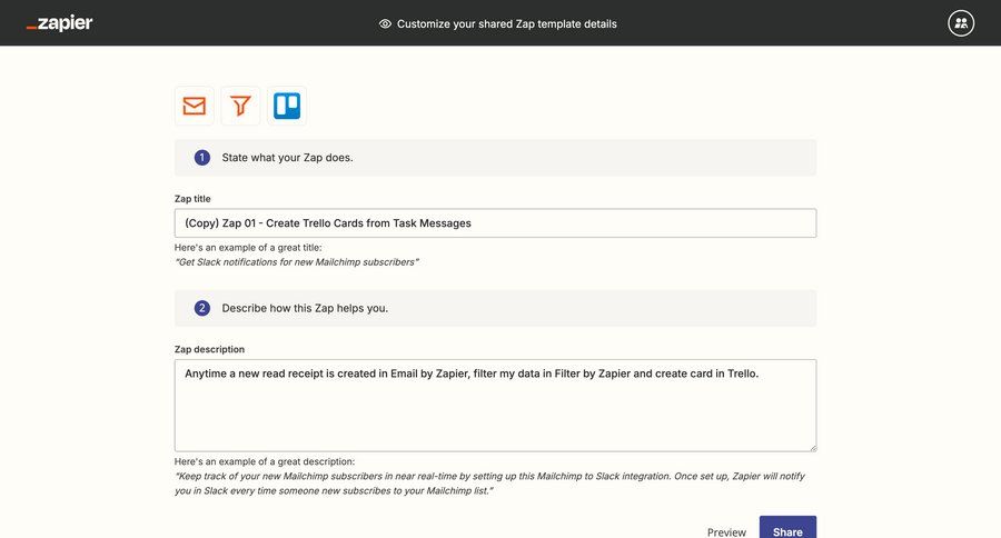 Zapier
			 configuration workflow onboarding form automation customize form layout template customization configuration screen template creation ui page example
