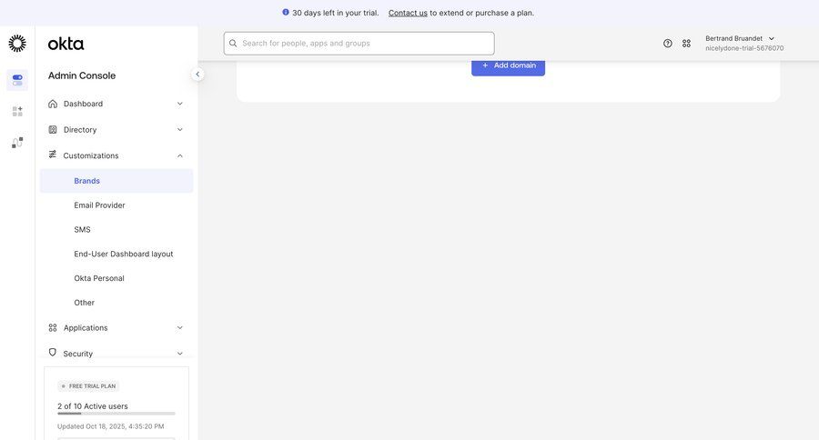 Okta
			 enterprise settings ui page example