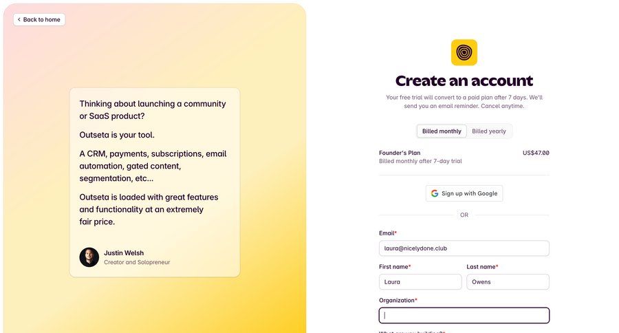 Outseta
			      ux ui design