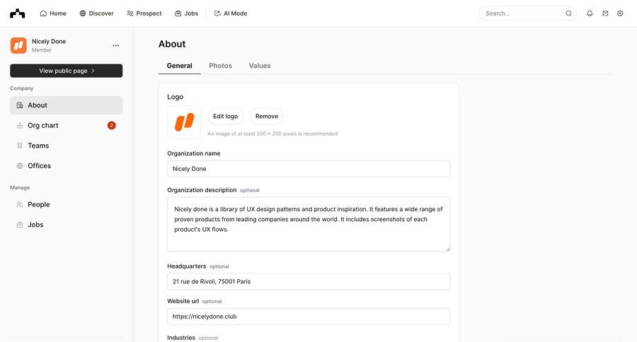 The org
			 settings sidebar navigation form profile settings account settings profile management save changes cancel changes ui page example