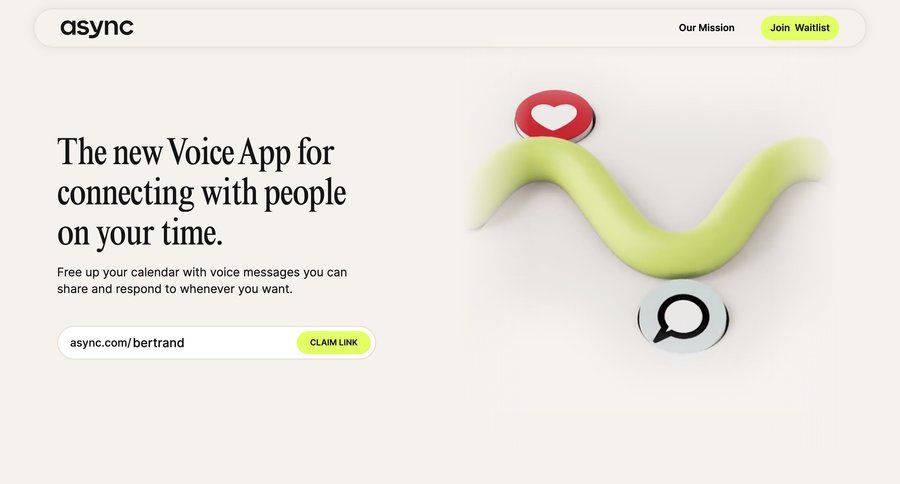 Async
			landing page waitlist homepage home page voice ui page example