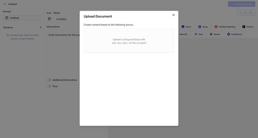 Dock
			 artificial intelligence modal dialog file upload document management drag and drop ai assistance sidebar upload file integration ui page example