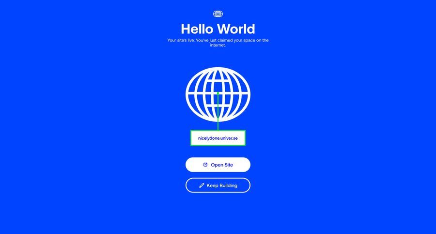 Universe
				onboarding ui page example