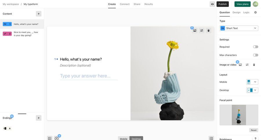 Typeform
			       ux ui design