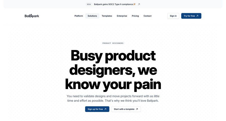 Ballpark
			 interactive map product update features alternatives marketing website design map view enterprise ui page example