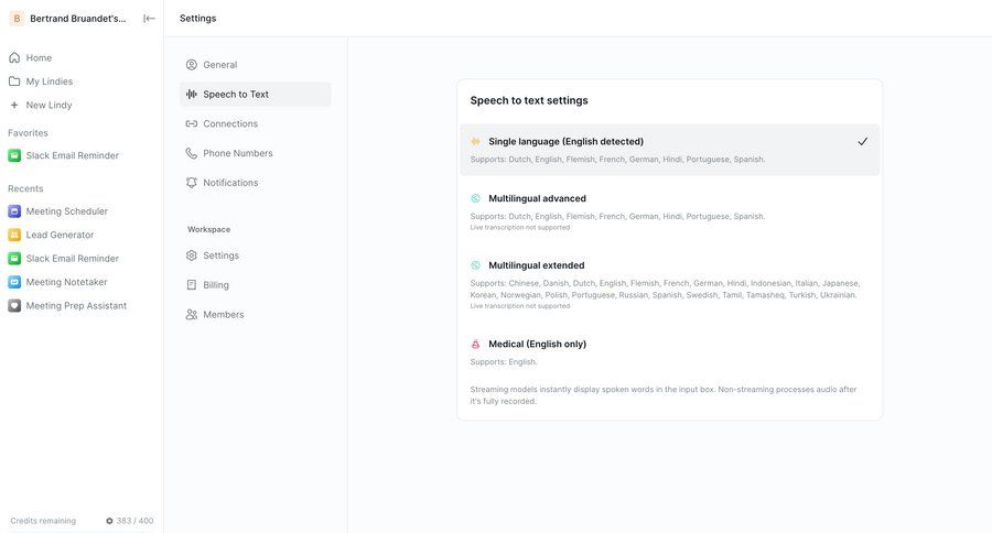Lindy
			settings language settings account settings workspace settings configuration settings sidebar navigation sidebar ui page example