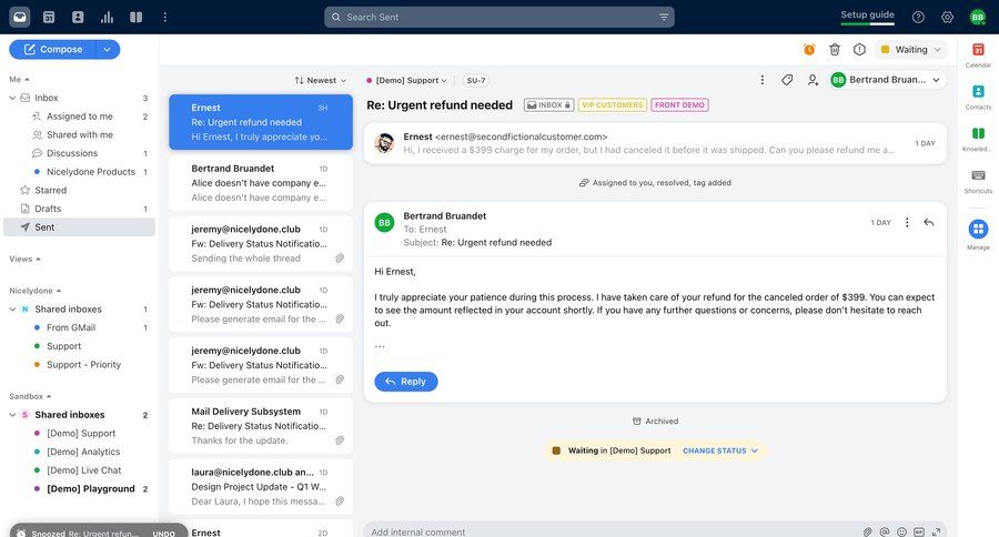 Front
			 team collaboration sidebar navigation grid workflow management email management task completion email content hierarchy inbox management inbox task communication communication chat messages menu conversational ui page example