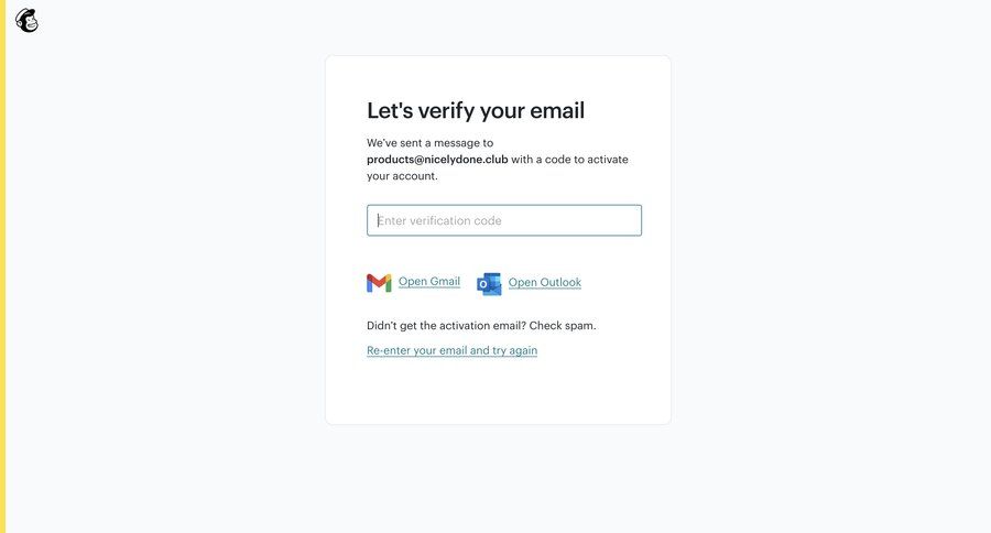 Mailchimp
			 email verification ui page example