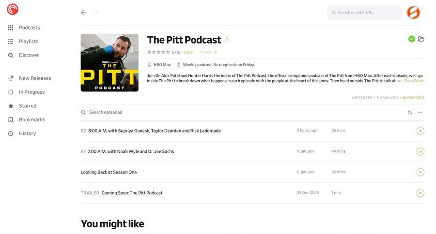 Pocket Casts
				list ui page example