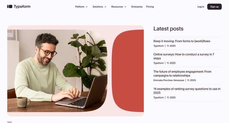 Typeform
				blog ui page example