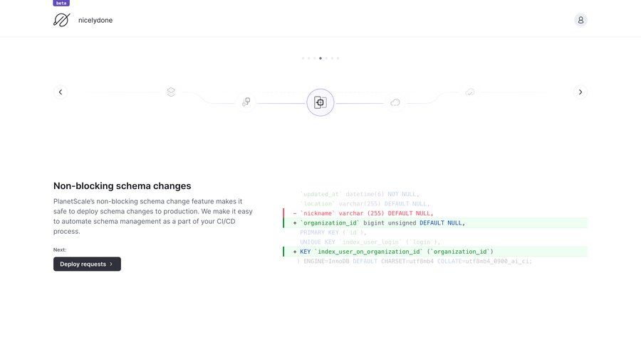 PlanetScale
				onboarding page example