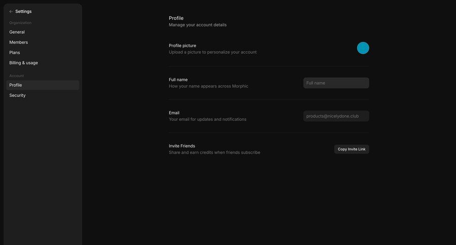 Morphic
				profile ui page example