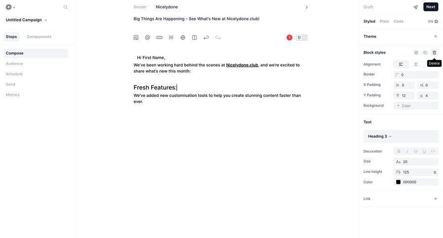Loops
				settings page example